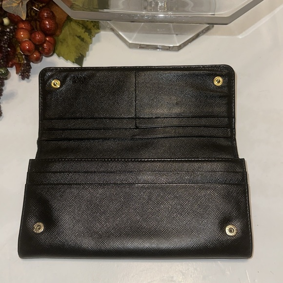Prada Saffiano Leather Black Double Snap Wallet AS IS - Picture 5 of 9